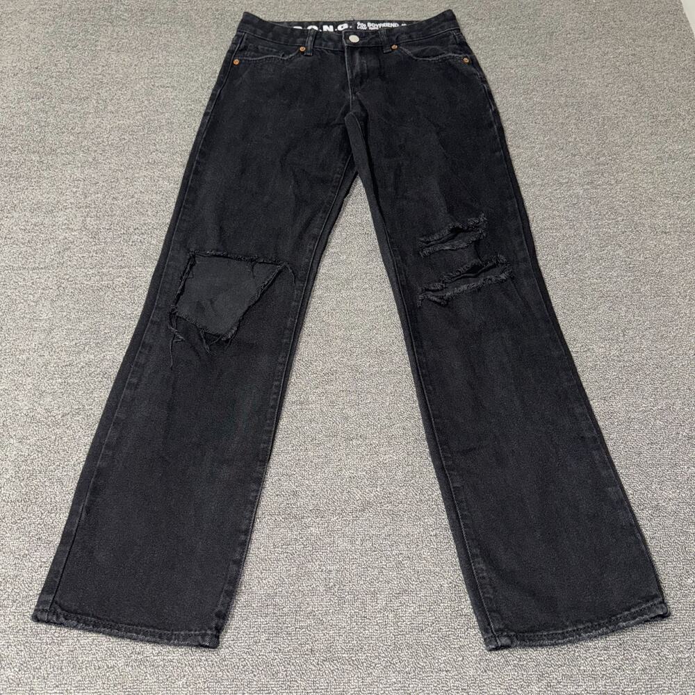 Song 90s Boyfriend Jeans Women's‎ 3/26 Black Denim Distressed Low Rise Casual